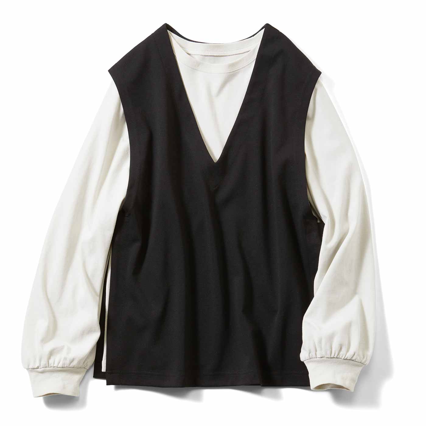 Live in  comfort|カットソーベスト＆ロンＴセット〈ＢＫ〉リブイン