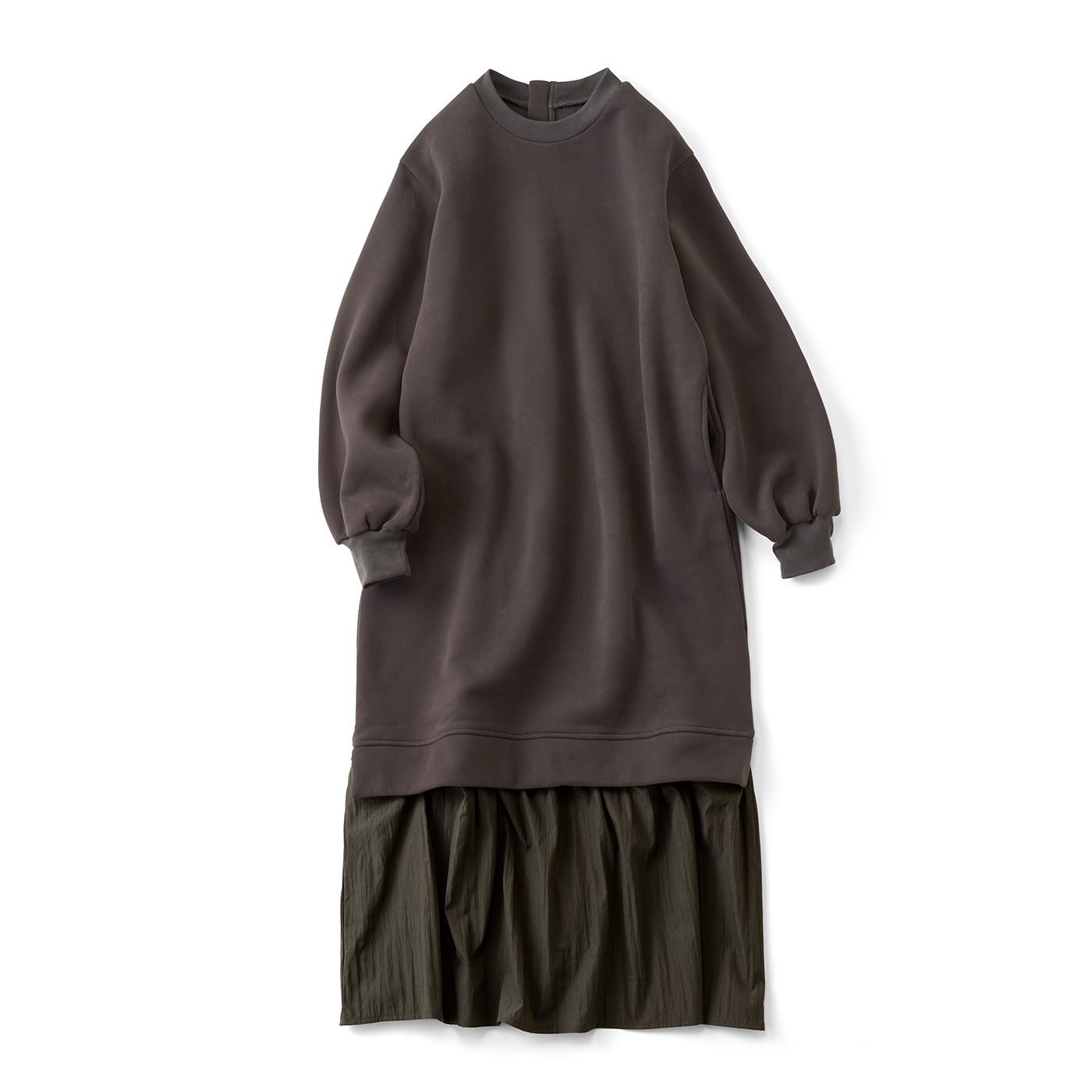 Live in comfort［リブインコンフォート］|品よい　裏起毛カットソーワンピース〈ＧＹ〉リブ